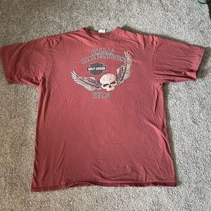 Vintage Harley-Davidson shirt mens 2XL‎ red Texas skull wings biker USA Y2K 90s